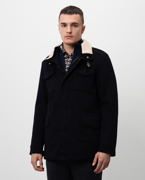 Cashmere&Whiskey Blue cashmere jacket with patch pockets CW0011000
