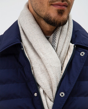 Brunello Cucinelli Gray cashmere scarf with edging MSC679AG