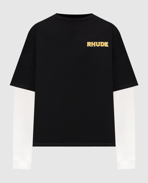 Rhude Black double-layer sweatshirt with logo RHPF25TT19012