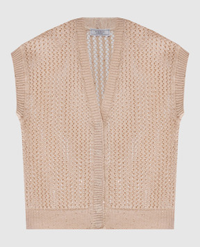Peserico Beige openwork vest with sequins S99777F05A9110