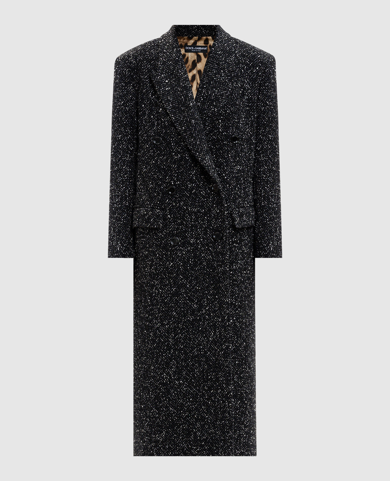

Black double-breasted coat with wool and silk Dolce&Gabbana