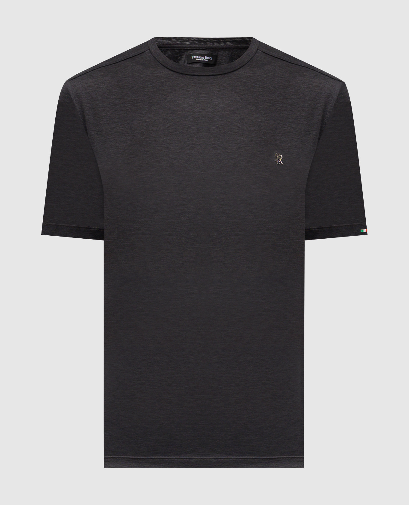 Gray T-shirt with monogram Stefano Ricci