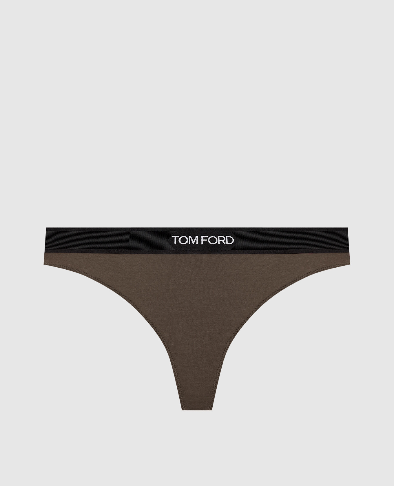 

Khaki thong briefs with logo pattern Tom Ford