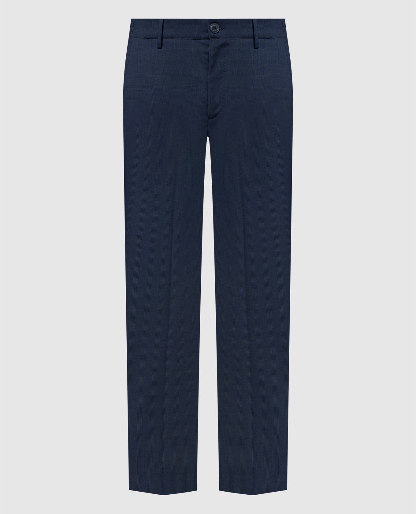 

Blue checked wool trousers with metallic logo Stefano Ricci