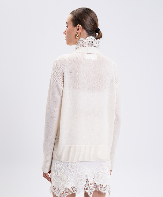 Ermanno Scervino - Beige cashmere cardigan with lace D475N304APKFX