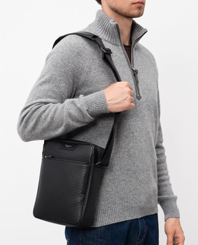 Serapian NORTH SOUTH black leather bag with logo SRSTSMML679919BCG2