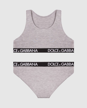Dolce&Gabbana Children's gray top and panties set L5J713FUGNE