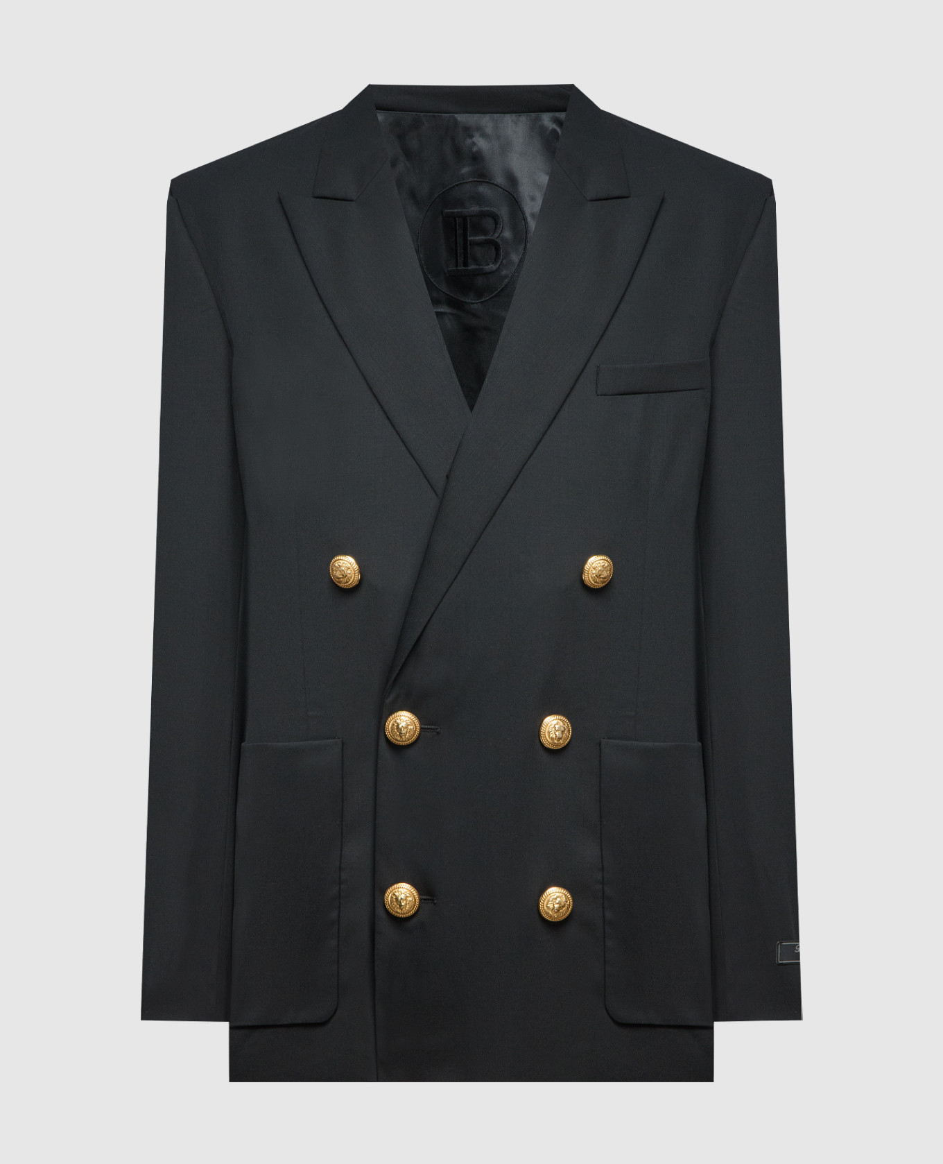 

Black double-breasted wool blazer Balmain