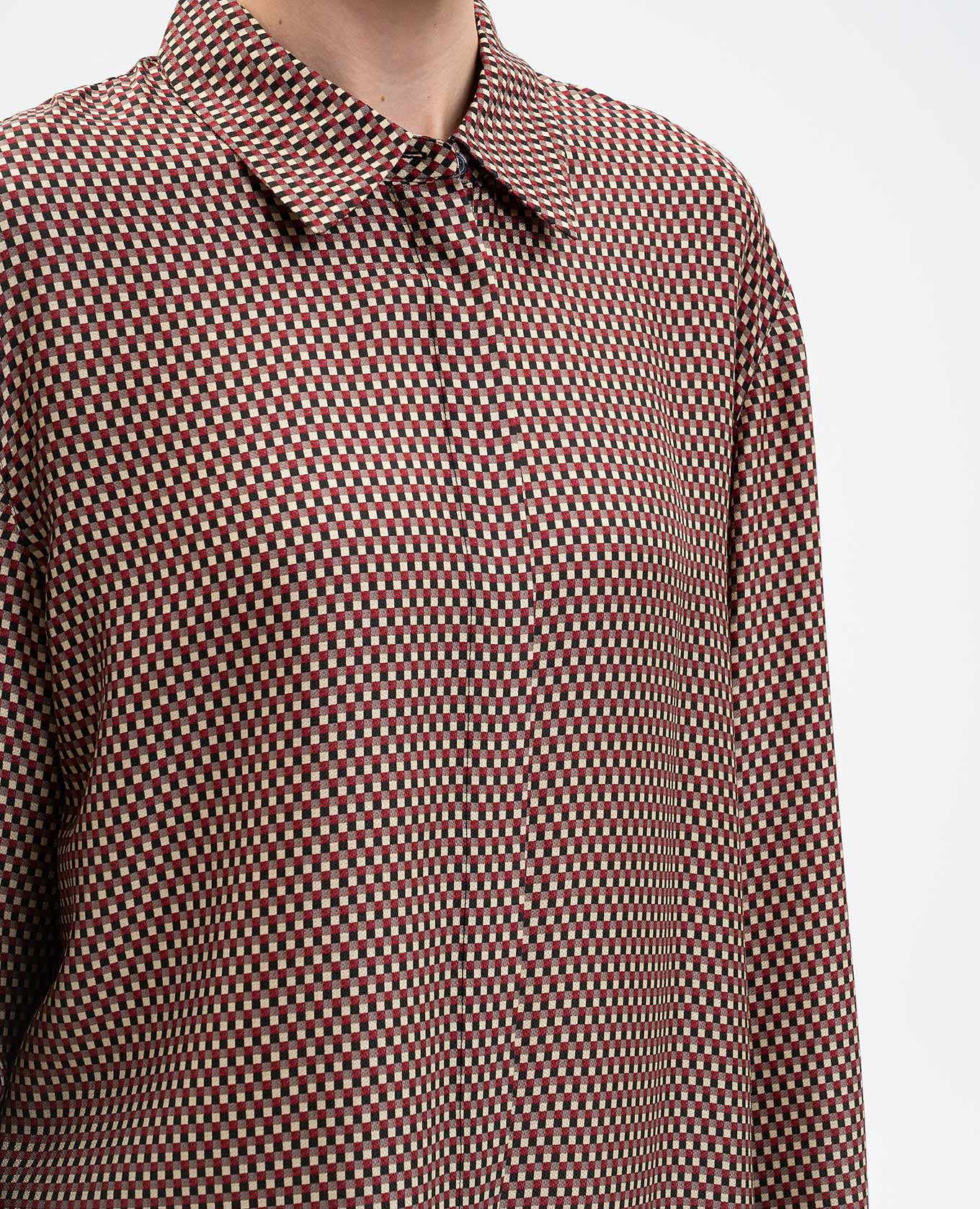 

Joe blouse in checked silk JOSEPH, Brown