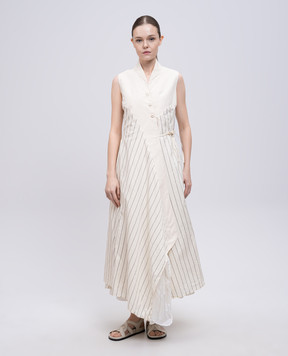 Marc Le Bihan Beige striped silk shirt dress 2181