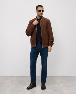 Stefano Ricci Brown suede jacket with perforations MDJ51000407200