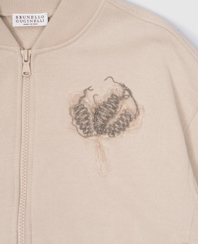 Brunello Cucinelli Children's beige bomber jacket with an application BN05NE872C