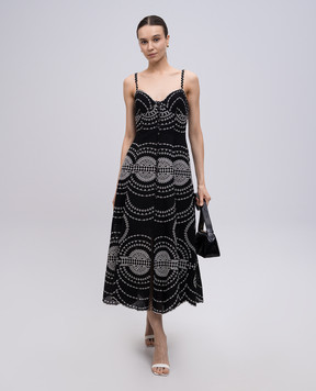 Charo Ruiz Catta black embroidered linen dress 254612