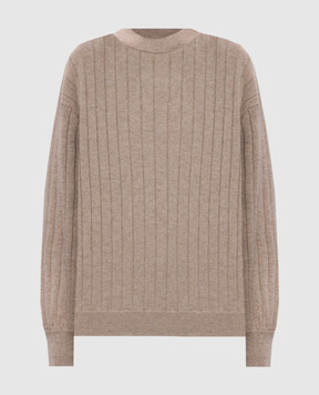 Brunello Cucinelli Beige cashmere sweater with monil chain M12193400