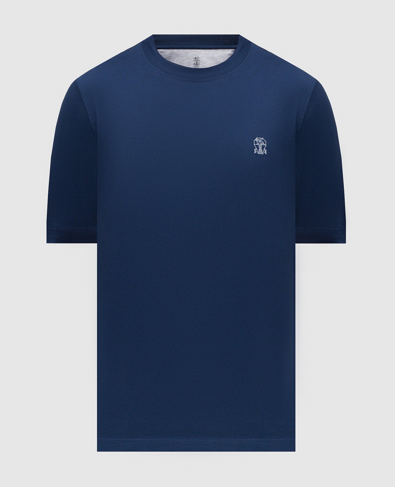 Blue T-shirt with heraldic emblem print Brunello Cucinelli