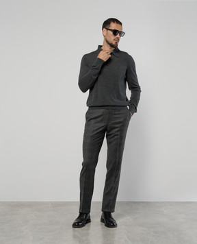 ISAIA Gray checkered wool and cashmere pants 0073158333H