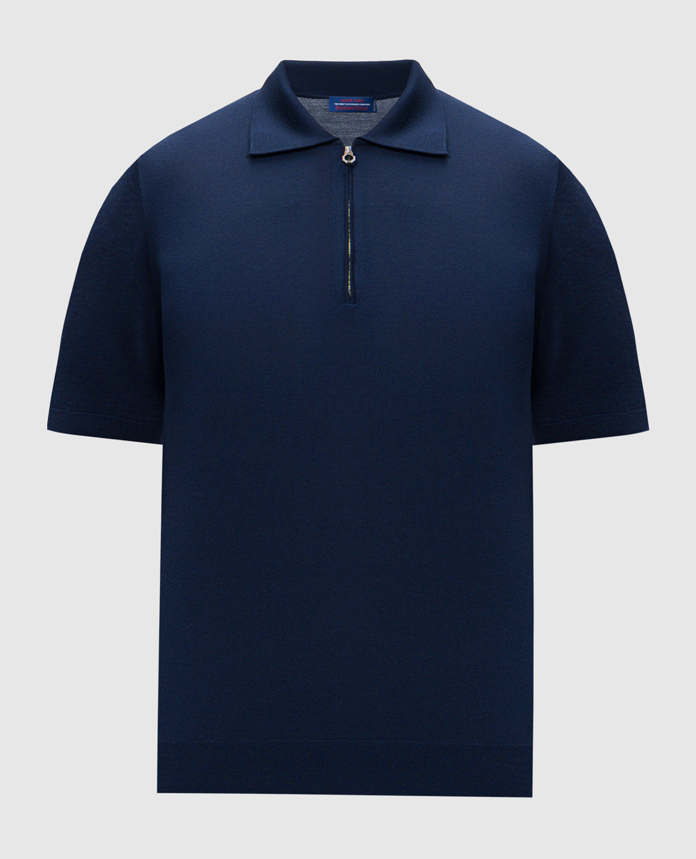 

Blue wool, cashmere and silk polo shirt with logo Stefano Ricci