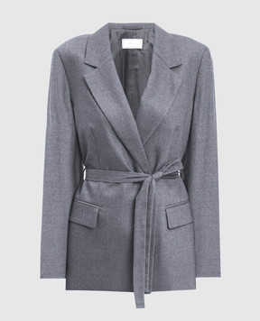 Peserico Gray double-breasted wool and cashmere jacket S01700A03358