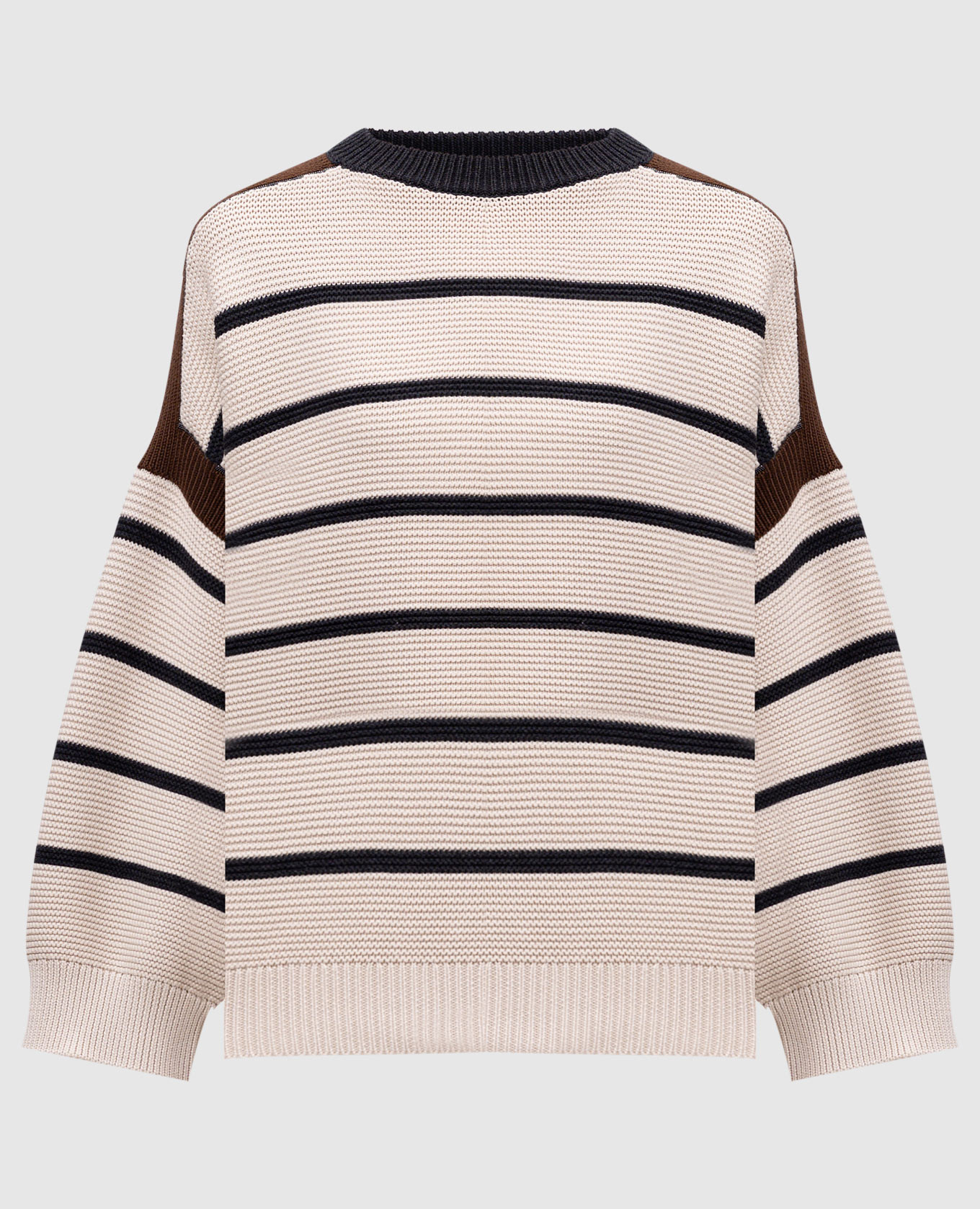 

Beige striped sweater with monil chain Brunello Cucinelli