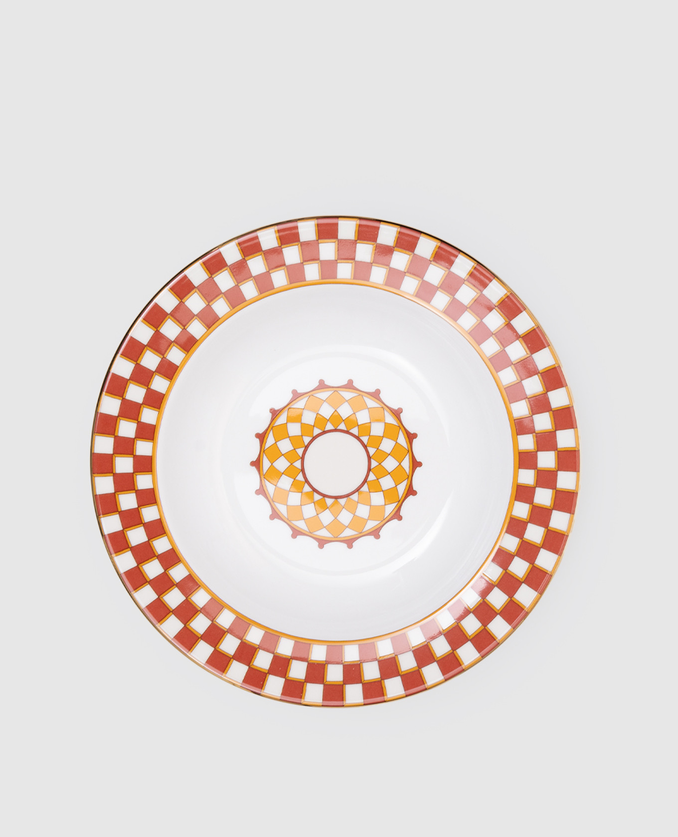 

Set of white porcelain soup plates with 18k gold plating La DoubleJ