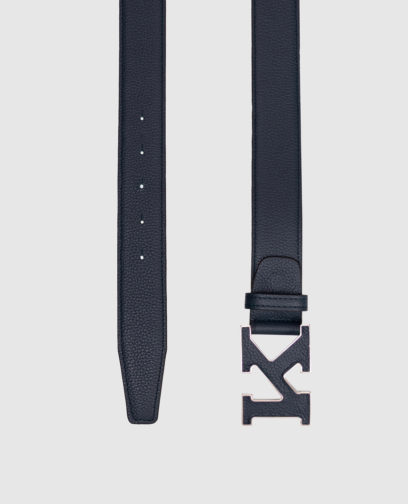 Blue leather belt with monogram logo Kiton 3