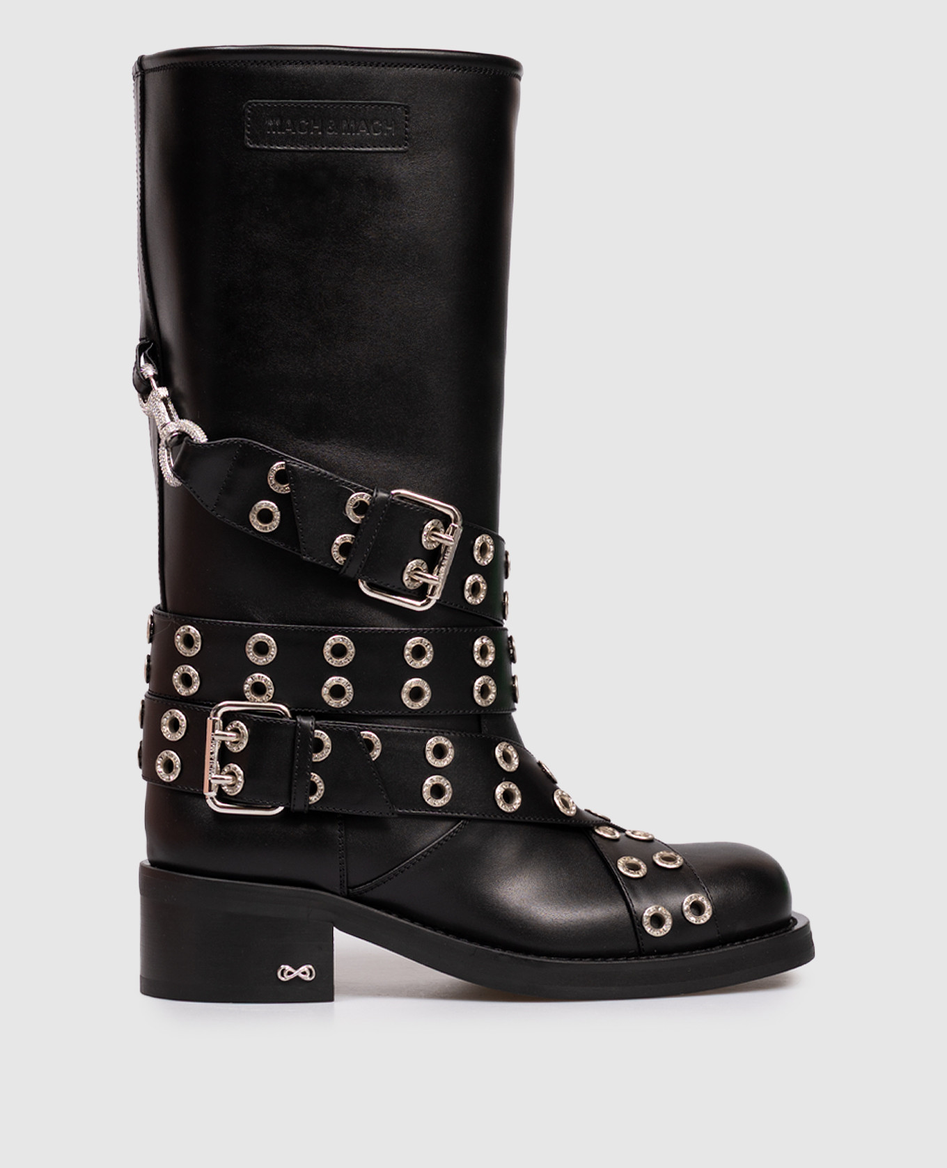 

Black leather boots with strap Mach&Mach