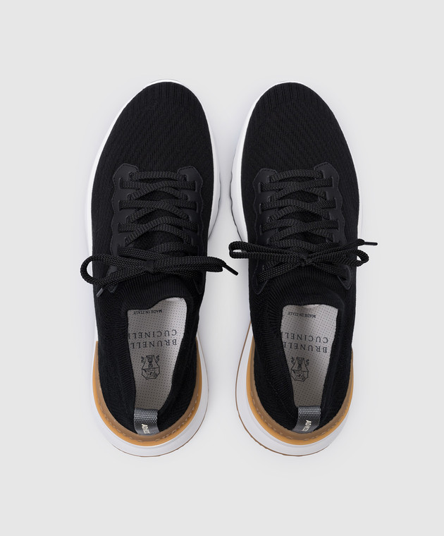 Brunello Cucinelli MZUPMBO252CP307 関税送料込 Brunello Cucinelli - Black sneakers with leather inserts
