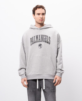Palm Angels Grey hoodie with logo print PMBB155S25FLE001m