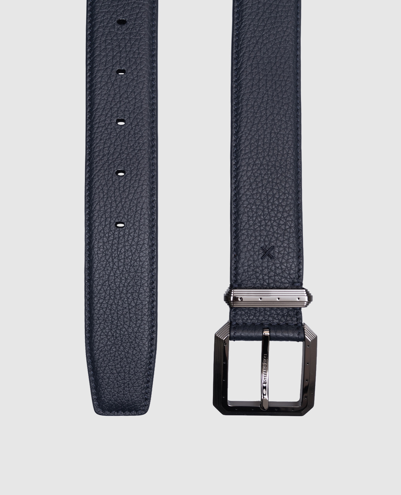 

Blue leather belt with logo engraving Stefano Ricci