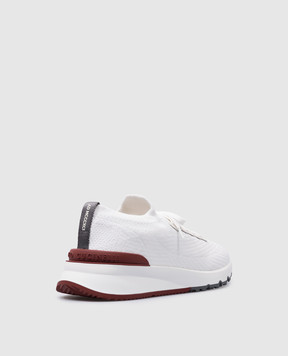 Brunello Cucinelli White sneakers with leather inserts with a textured logo MZUPMBO252