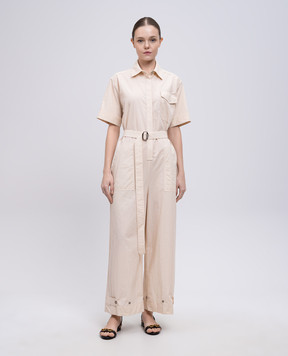 MooRER Beige LEYRE jumpsuit with linen LEYREWFC