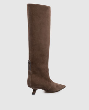 Brunello Cucinelli Brown suede boots with monil chain MZSFC3057P