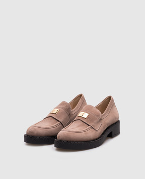 Babe Pay Pls Beige suede loafers with logo 2012011452S