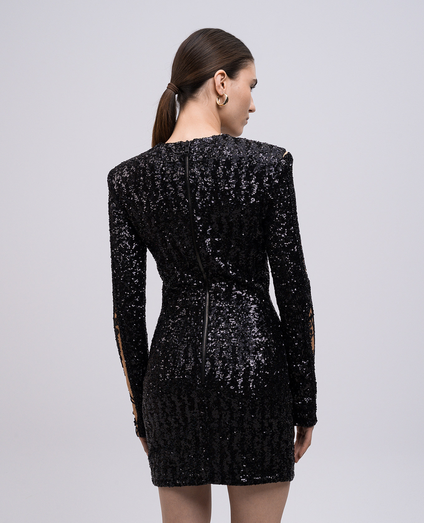 Beige embroidered mini dress Balmain 4