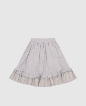 Fendi Children's gray melange skirt with ruffles JFE0311012