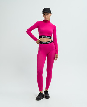 Palm Angels Pink leggings with a logo pattern PWVG016F24FAB001