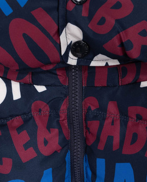 Dolce&Gabbana Children's blue down jacket with logo print L4JB6FG7NUW812+