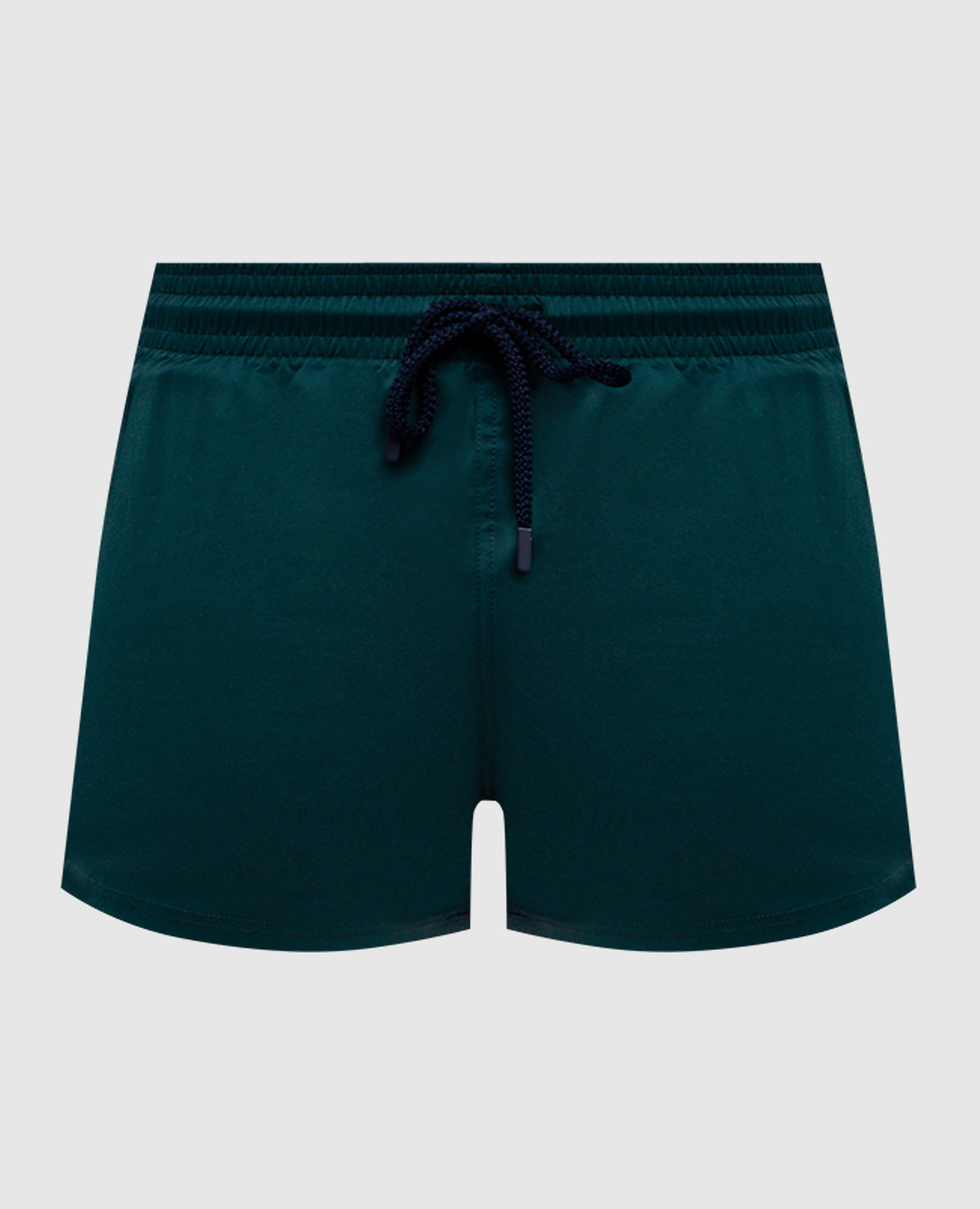 Green swim shorts with logo patch