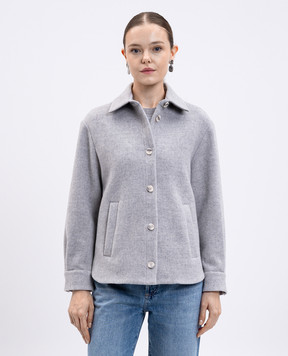 Peserico Gray cropped coat with wool and cashmere A2102603195