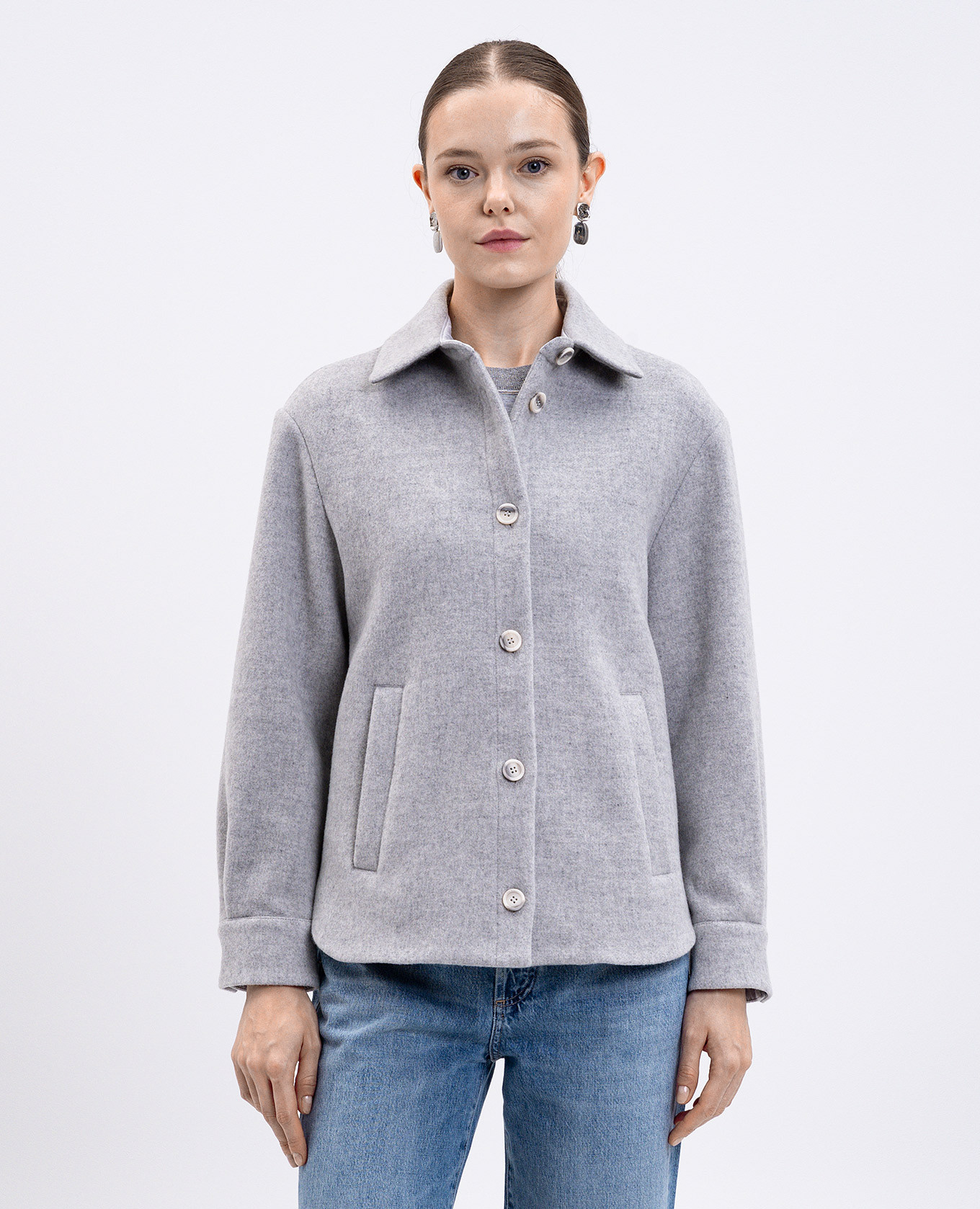 

Gray cropped coat with wool and cashmere Peserico, Grey