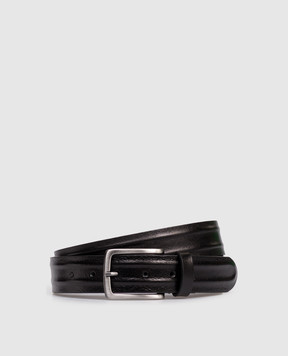 Peserico Black leather belt with textured stripes R72031C0CC648