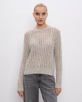 Brunello Cucinelli Gray wool and cashmere sweater with sequins MGN364310P