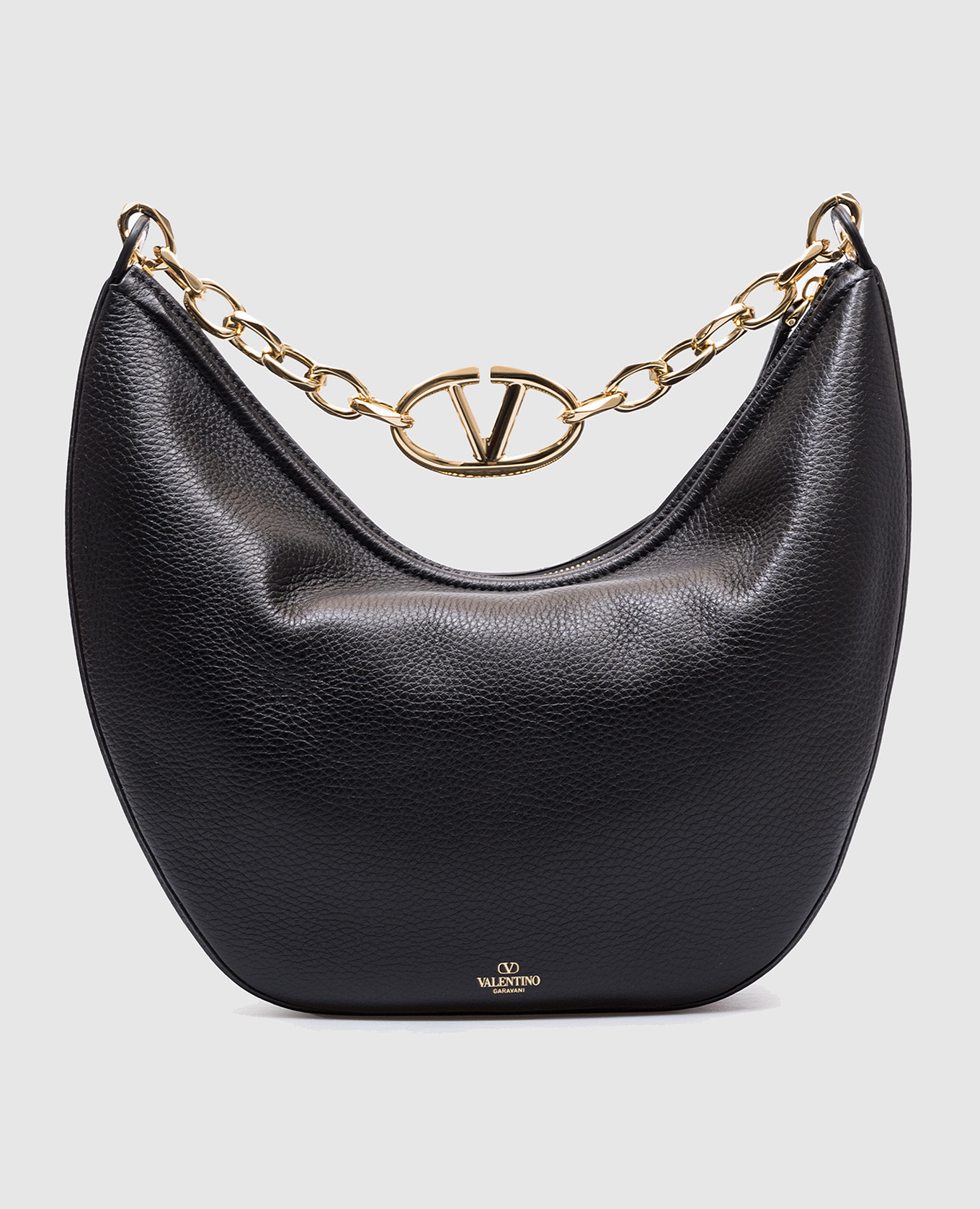 

VLogo Moon black leather hobo bag with logo print Valentino