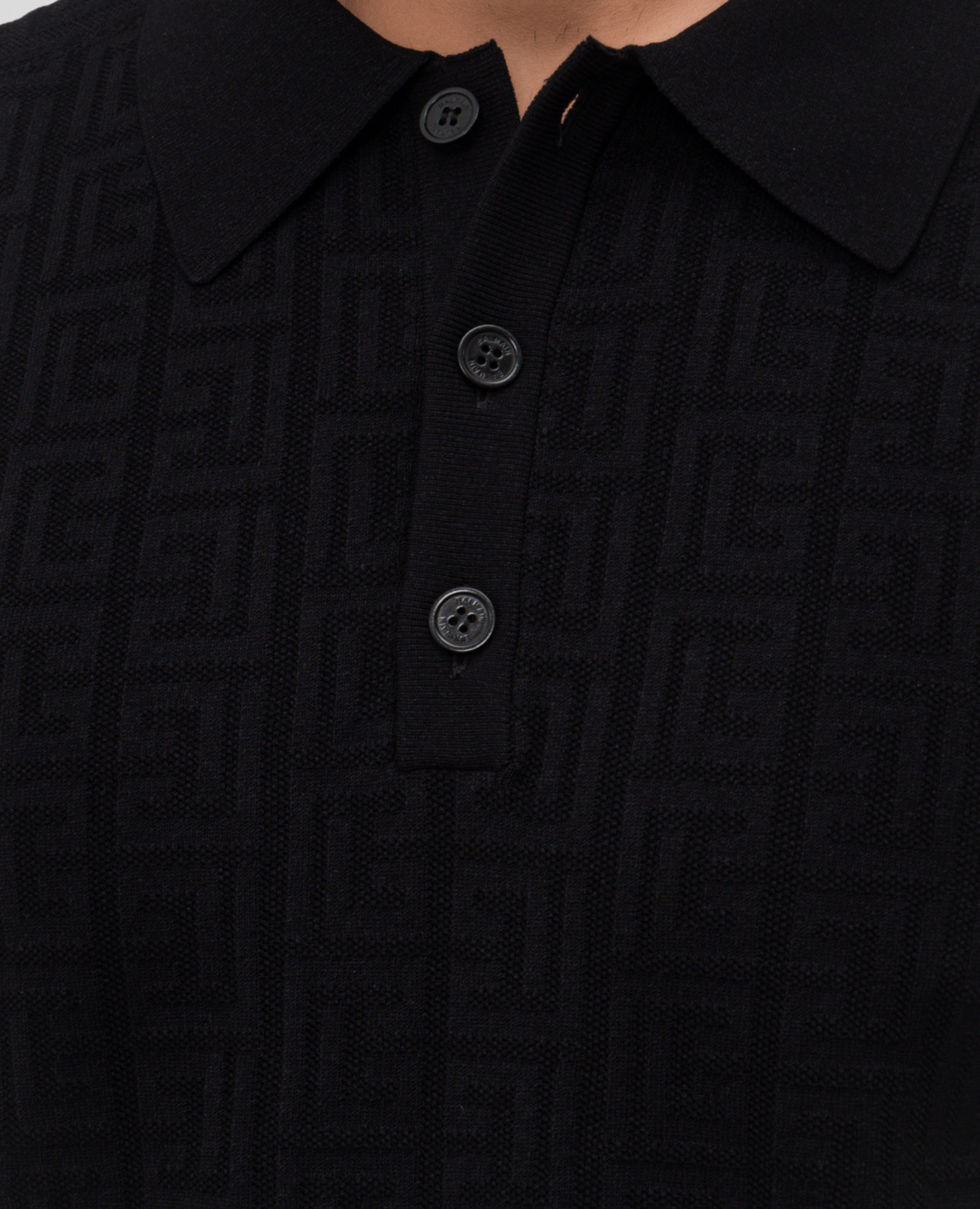 

Black polo with monogram pattern Balmain