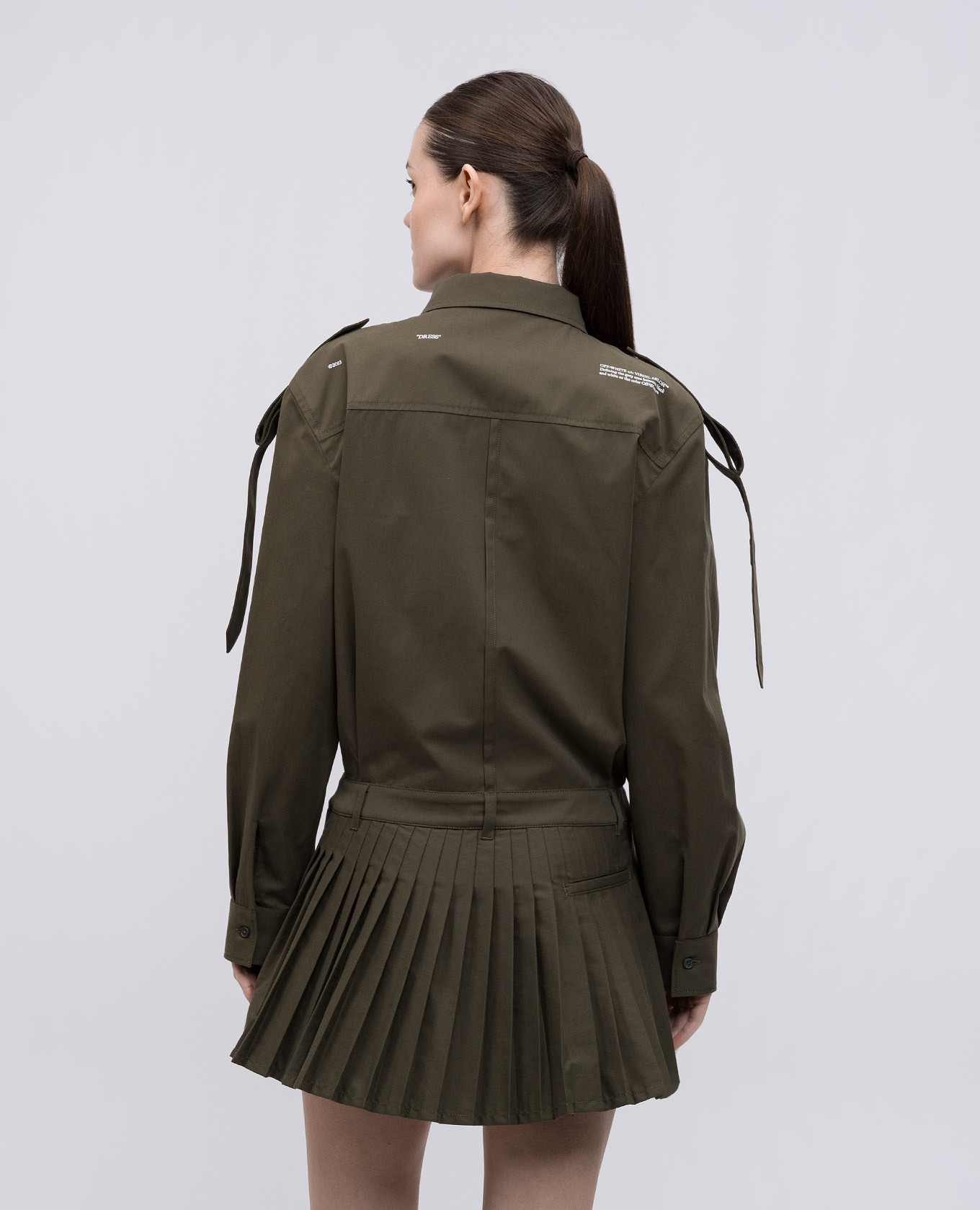 Khaki pleated shirt dress Off-White 4