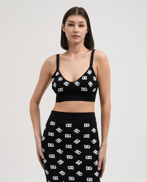 Dolce&Gabbana Black top with logo pattern FXT05TJAIK3