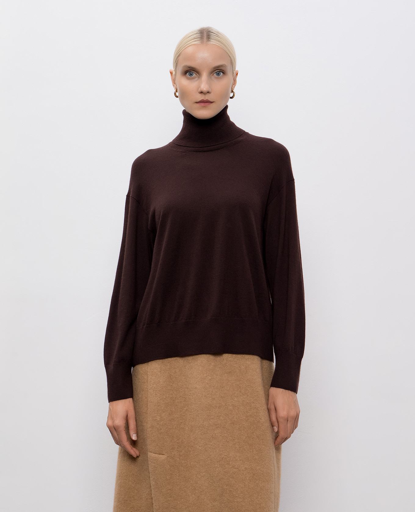 

Brown cashmere and silk turtleneck BOBOUTIC