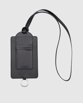 Off-White Black leather case with logo print OMNH01AC99LEA001