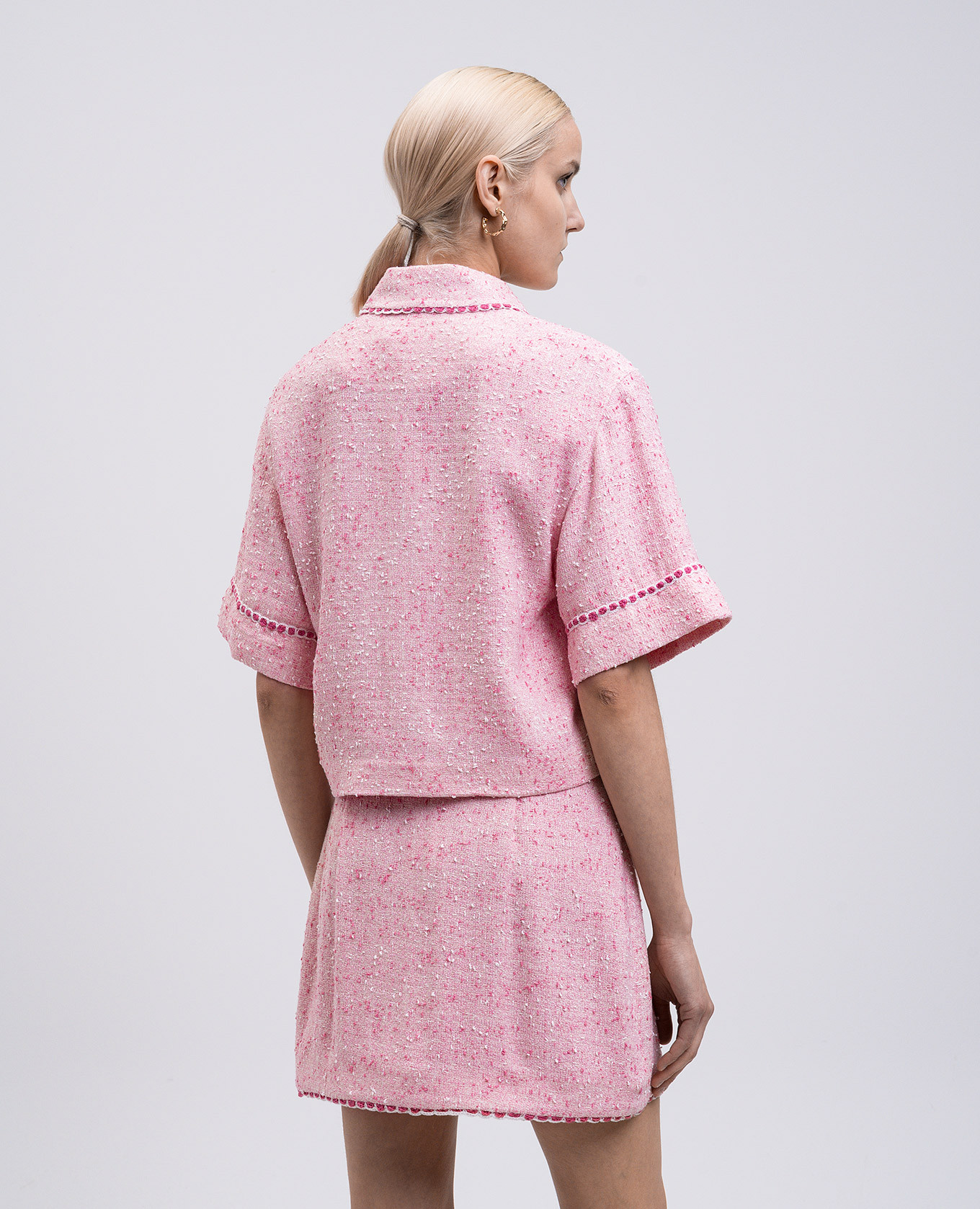 Khloe pink tweed shirt Simkhai 4