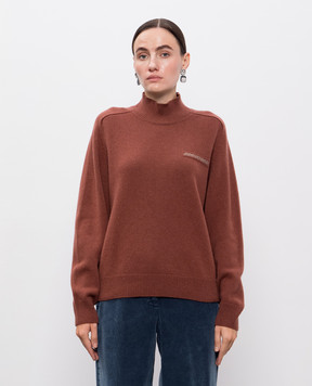 Peserico Brown wool, silk and cashmere sweater with monil chain S99384F079283D